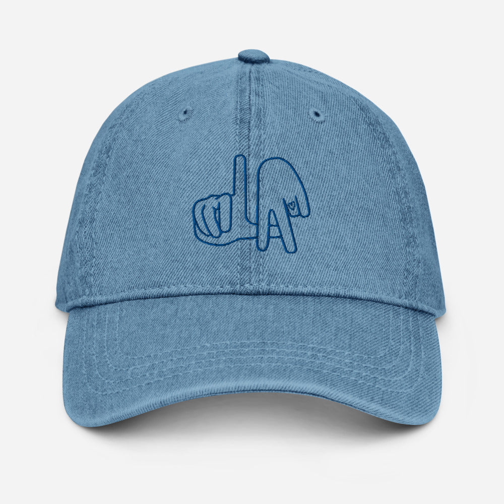 LA (Los Angeles Hand Drawn Hands) / Denim Cap