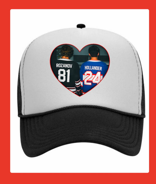 Heated Rivalry Heart Hat